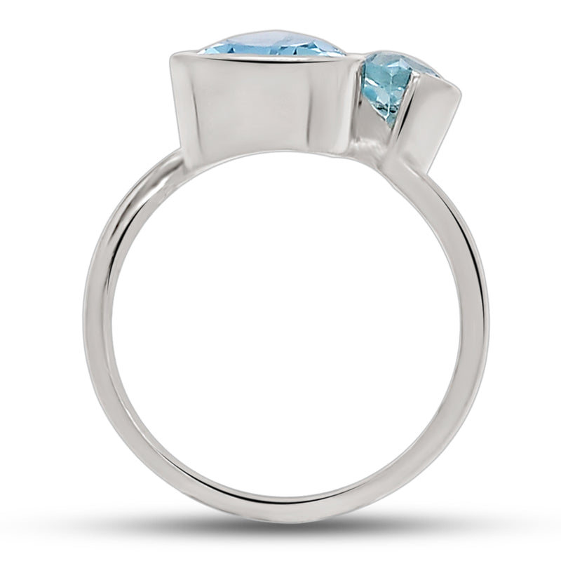 8*12 MM Pear - Blue Topaz Silver Ring - R5047BT