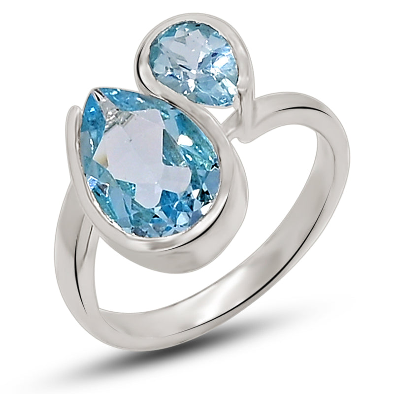 8*12 MM Pear - Blue Topaz Silver Ring - R5047BT