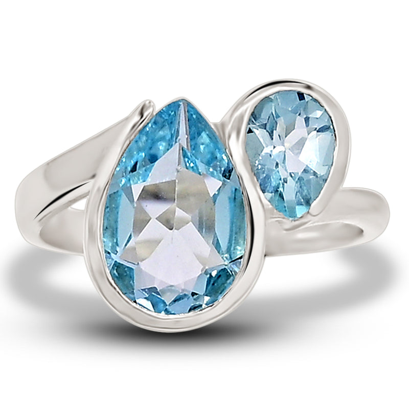 8*12 MM Pear - Blue Topaz Silver Ring - R5047BT