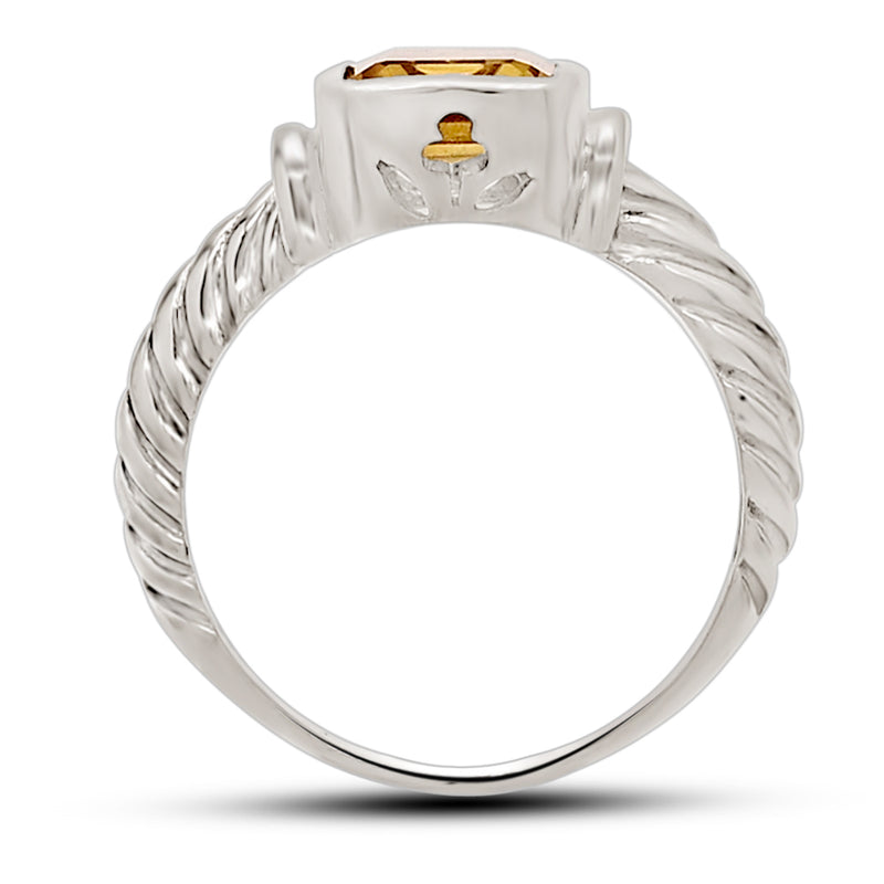 8*10 MM Octo - Citrine Silver Ring - R5048C