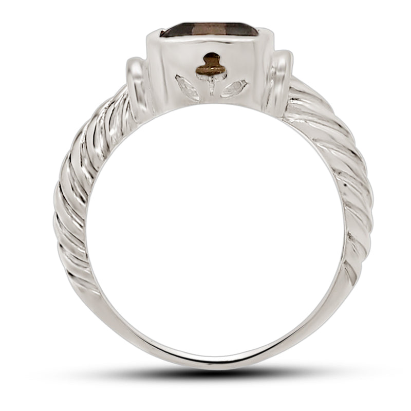 8*10 MM Octo - Smokey Quartz Silver Ring - R5048SQ