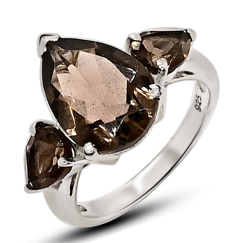 10*14 MM Pear - Smokey Quartz Silver Ring - R5050SQ