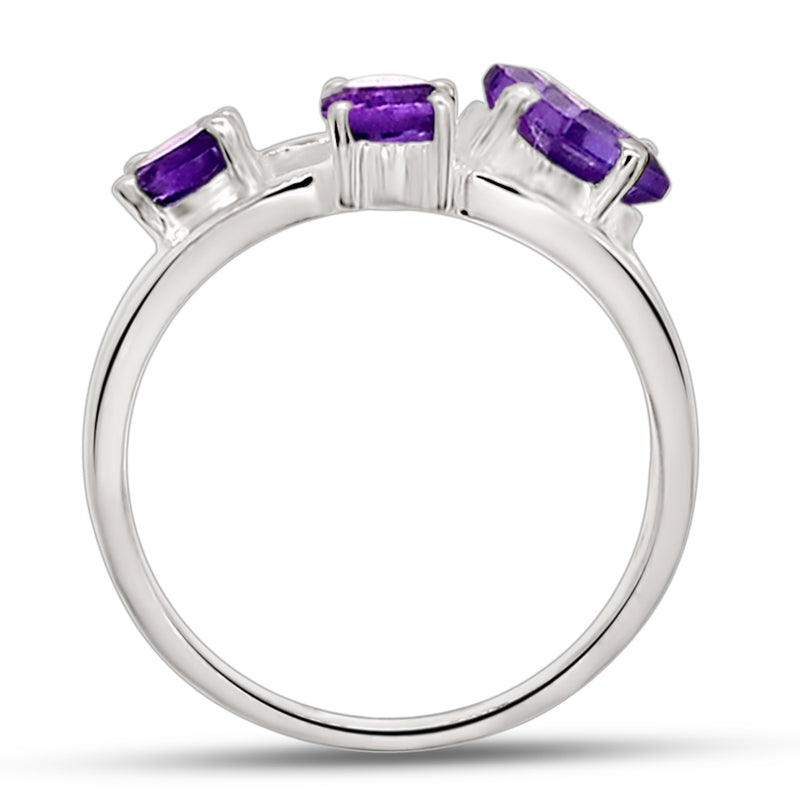 5*5 MM Square - Amethyst Faceted Silver Ring - R5051A