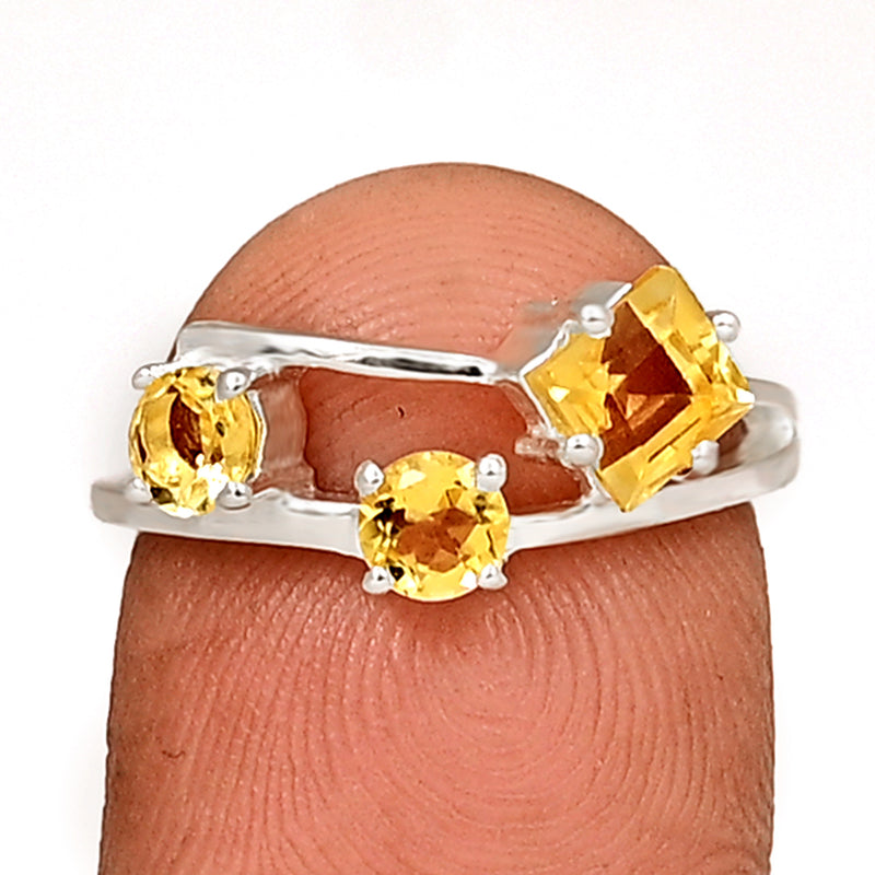 5*5 MM Square - Citrine Silver Ring - R5051C