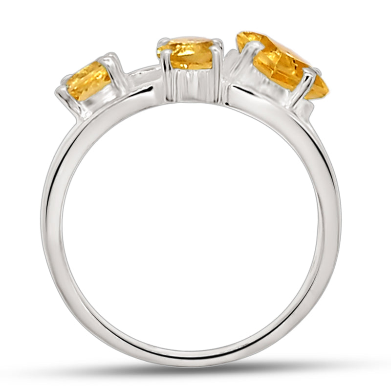 5*5 MM Square - Citrine Silver Ring - R5051C