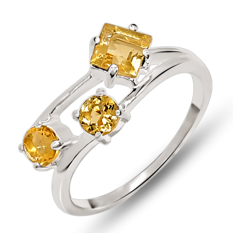 5*5 MM Square - Citrine Silver Ring - R5051C