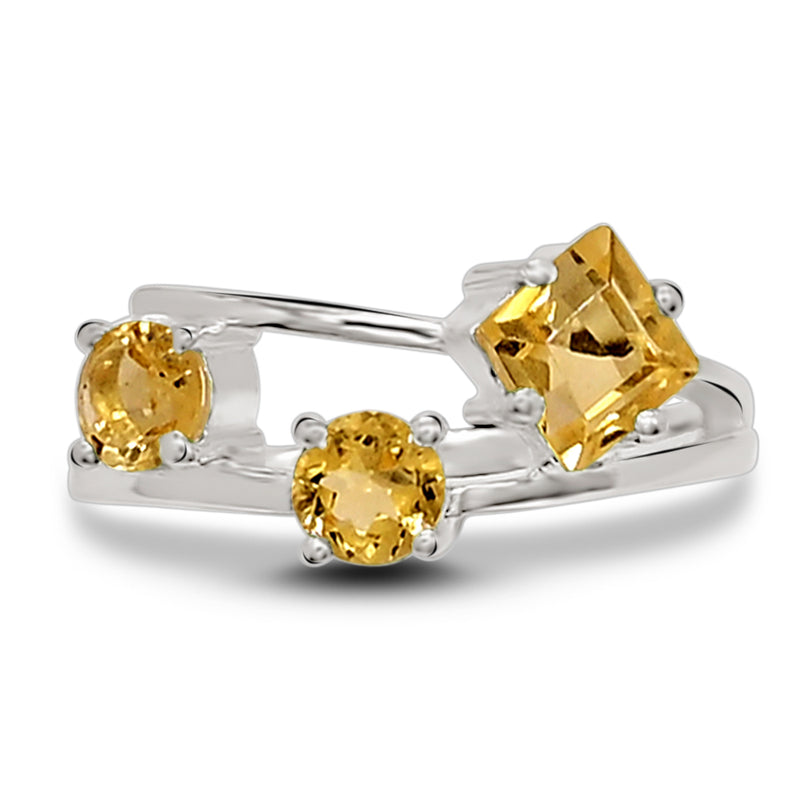 5*5 MM Square - Citrine Silver Ring - R5051C