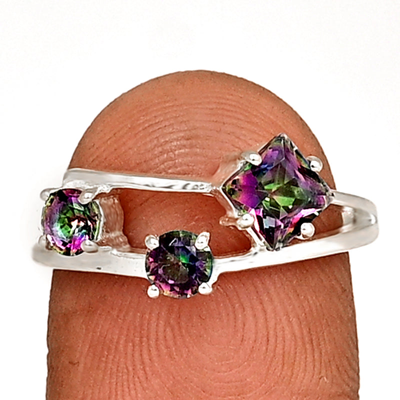 5*5 MM Square - Mystic Topaz Silver Ring - R5051MT