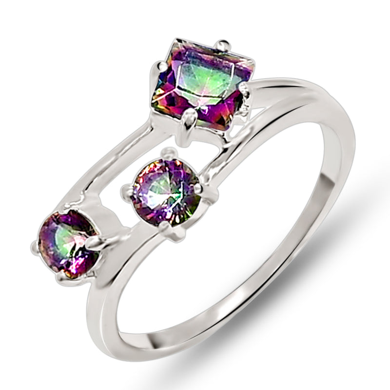 5*5 MM Square - Mystic Topaz Silver Ring - R5051MT