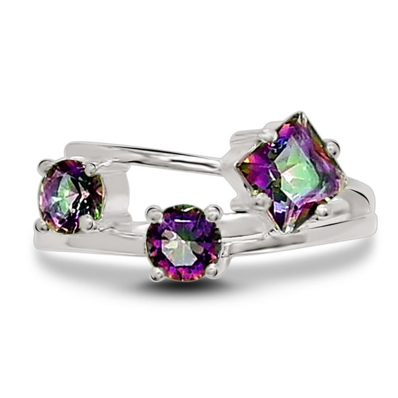 5*5 MM Square - Mystic Topaz Silver Ring - R5051MT