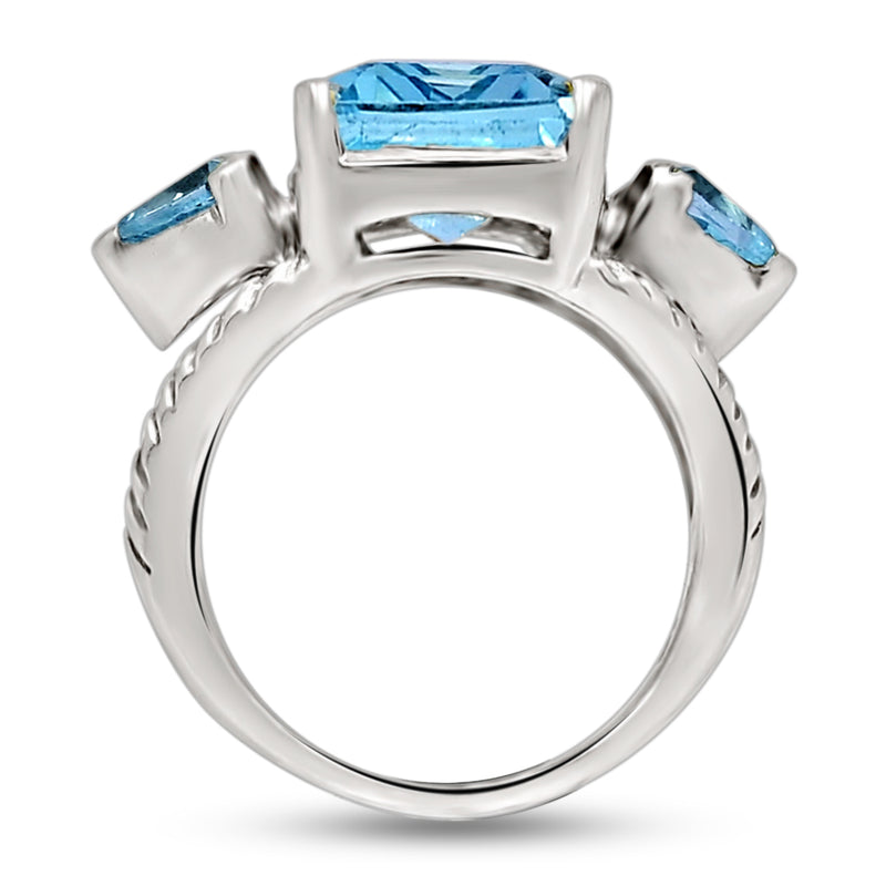 10*14 MM Octo - Blue Topaz Silver Ring - R5052BT