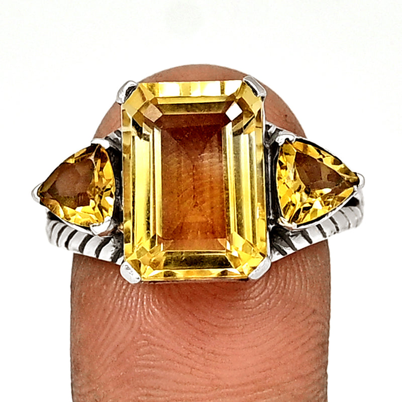 10*14 MM Octo - Citrine Silver Ring - R5052C