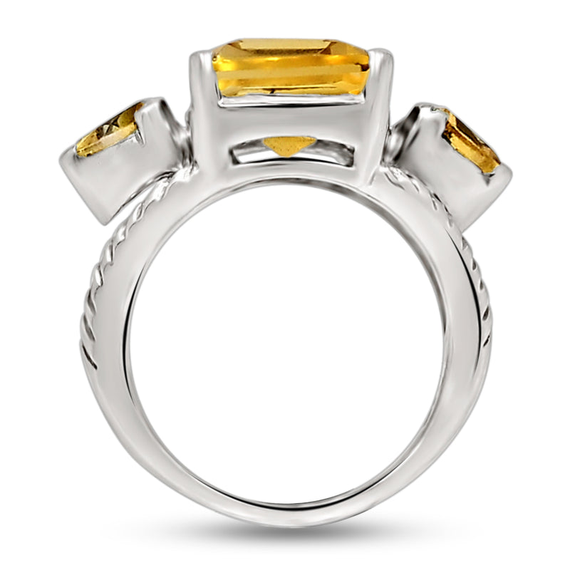 10*14 MM Octo - Citrine Silver Ring - R5052C