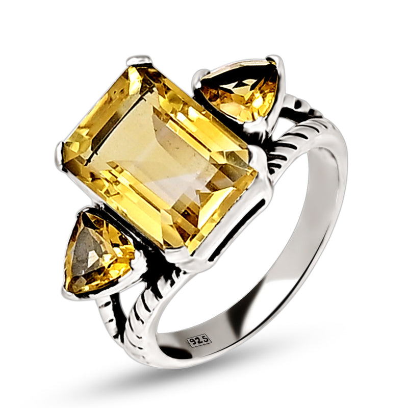 10*14 MM Octo - Citrine Silver Ring - R5052C
