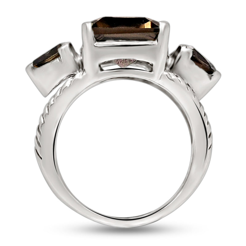 10*14 MM Octo - Smokey Quartz Silver Ring - R5052SQ
