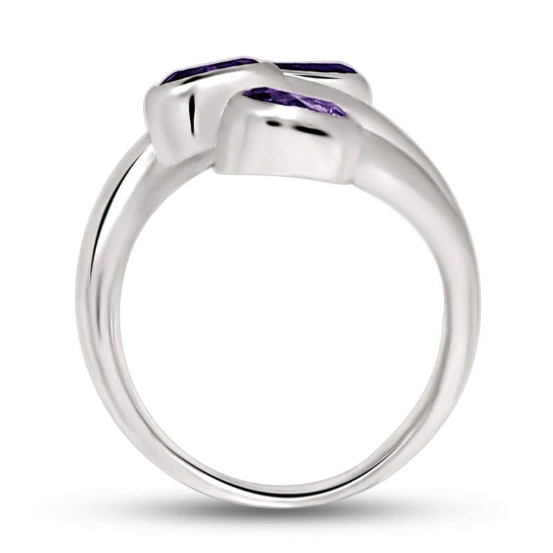 6*4 MM Oval - Amethyst Faceted Silver Ring - R5054A