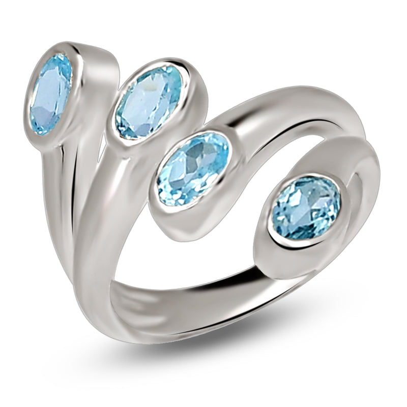 6*4 MM Oval - Blue Topaz Silver Ring - R5054BT