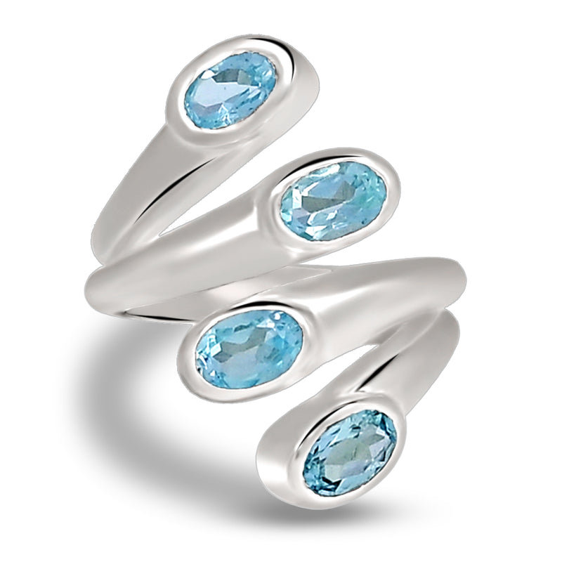 6*4 MM Oval - Blue Topaz Silver Ring - R5054BT