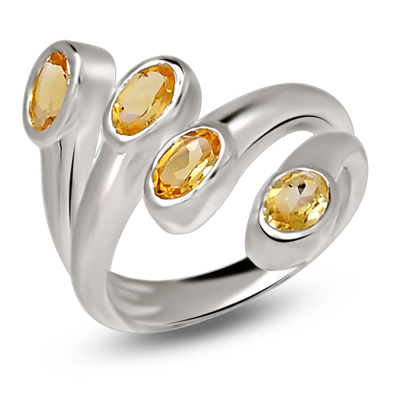 6*4 MM Oval - Citrine Silver Ring - R5054C