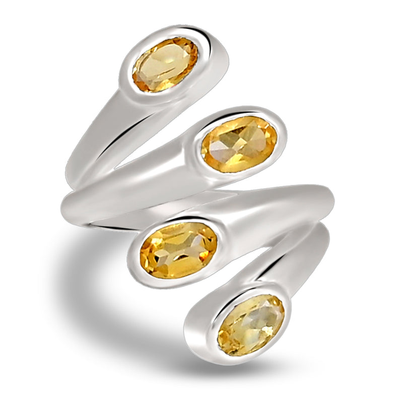 6*4 MM Oval - Citrine Silver Ring - R5054C