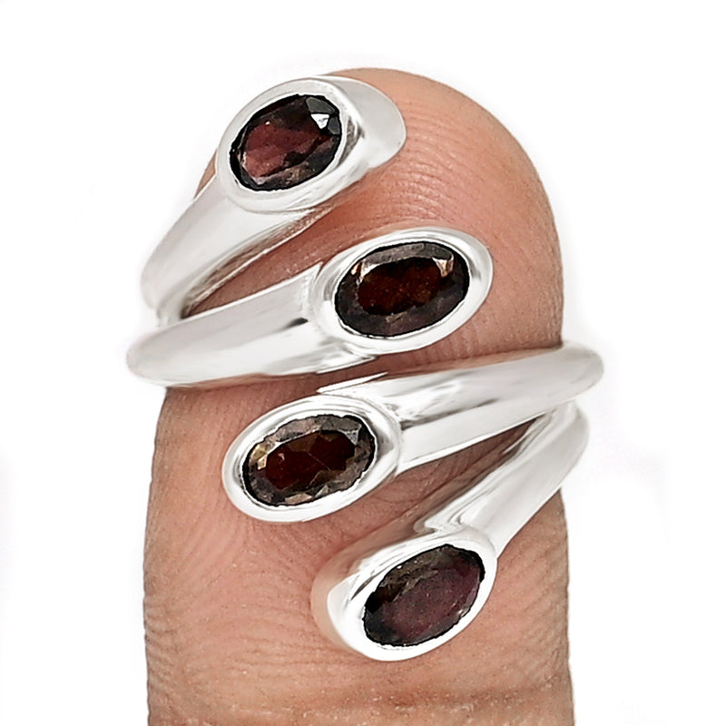 6*4 MM Oval - Smokey Quartz Silver Ring - R5054SQ