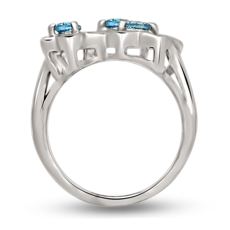 4*4 MM Round - Blue Topaz Silver Ring - R5055BT