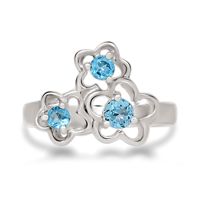 4*4 MM Round - Blue Topaz Silver Ring - R5055BT