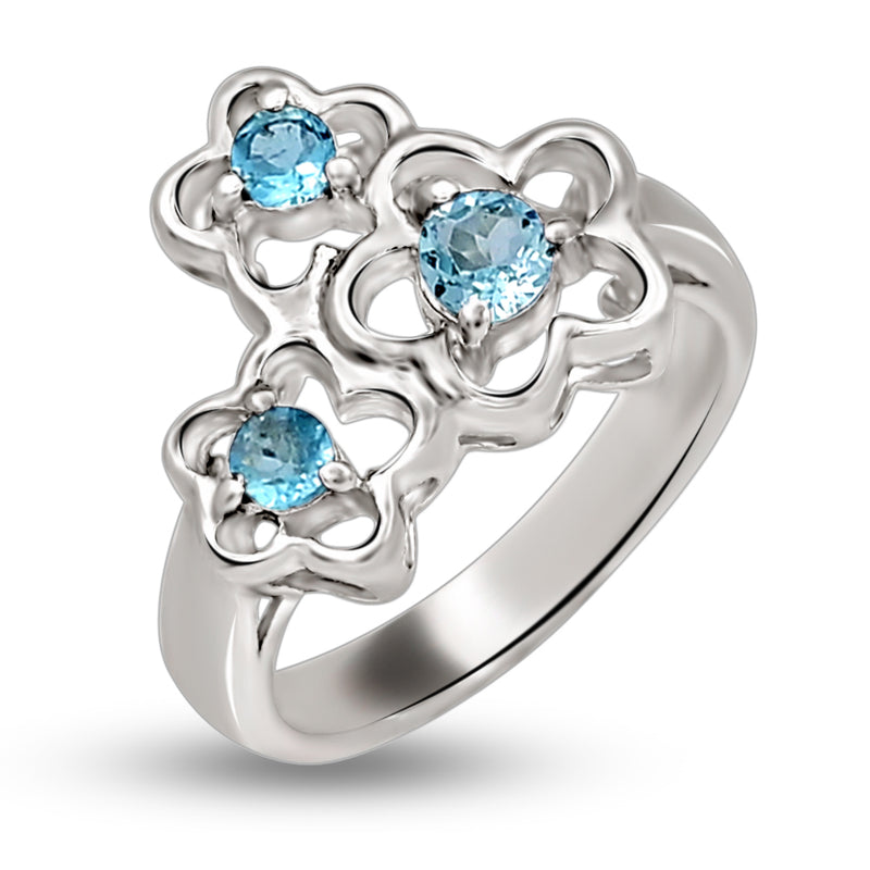 4*4 MM Round - Blue Topaz Silver Ring - R5055BT