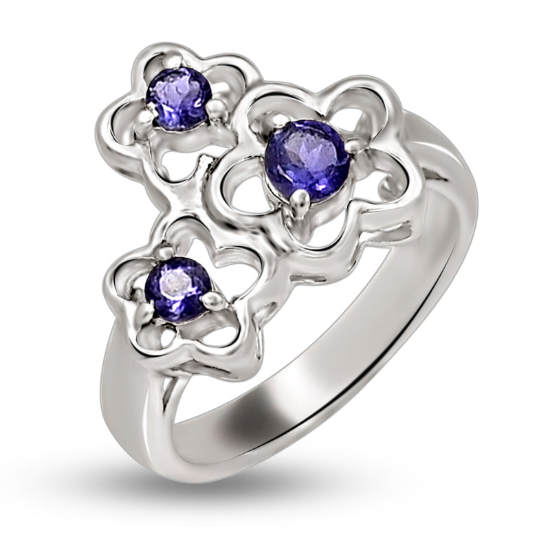 4*4 MM Round - Iolite Silver Ring - R5055I