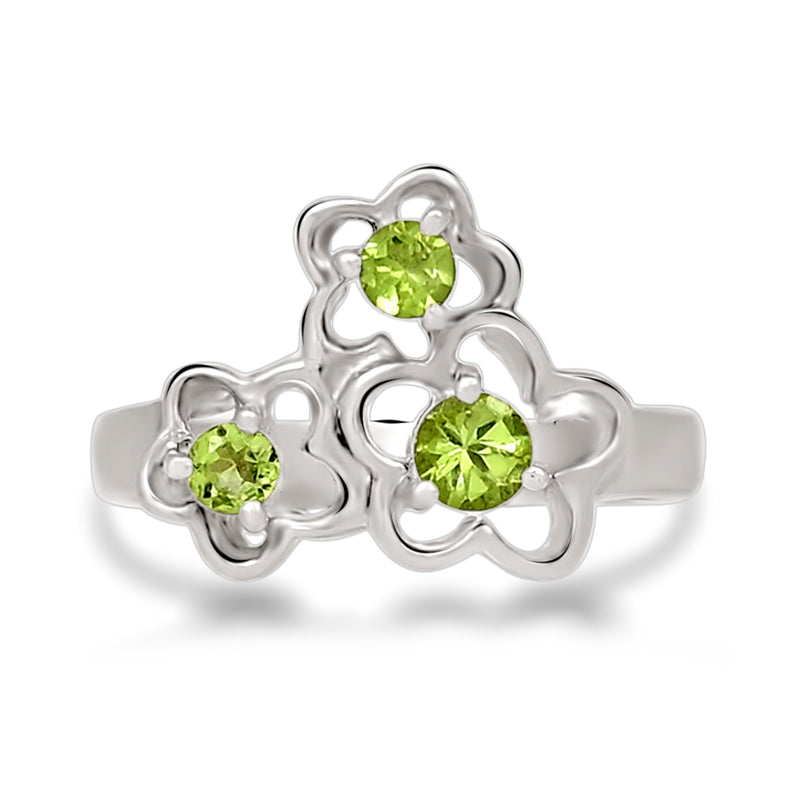 4*4 MM Round - Peridot Silver Ring - R5055P