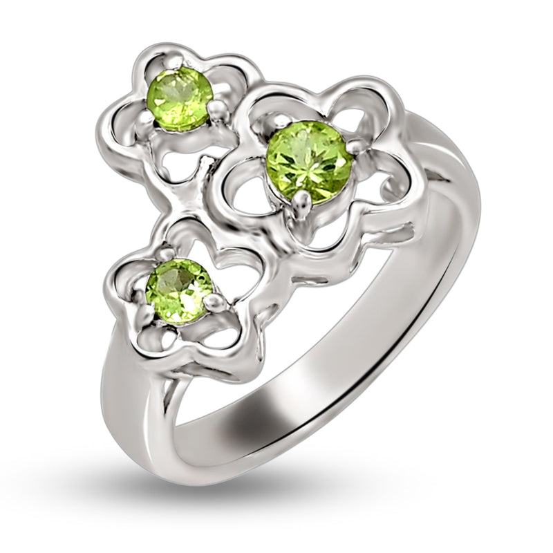 4*4 MM Round - Peridot Silver Ring - R5055P