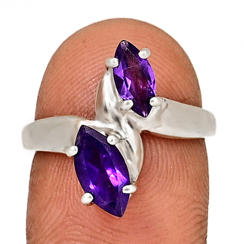 10*5 MM Marquise - Amethyst Faceted Silver Ring - R5056A
