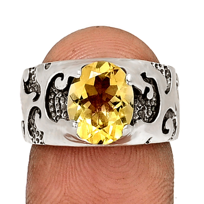 10*8 MM Oval - Citrine Silver Ring - R5057C