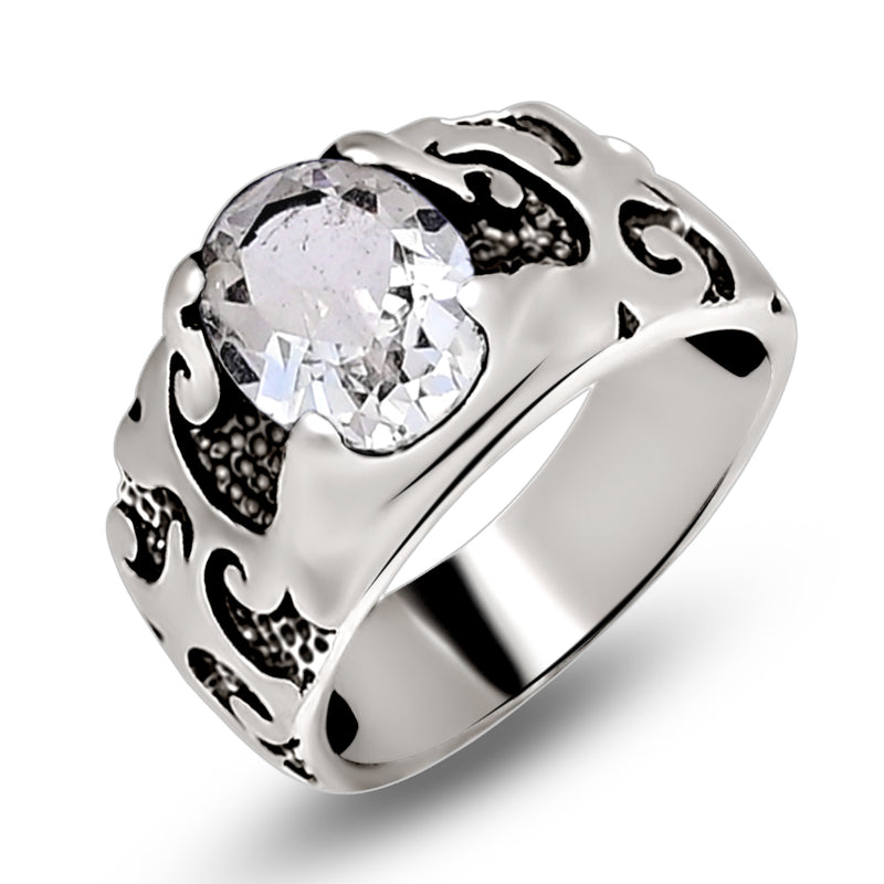 10*8 MM Oval - Crystal Silver Ring - R5057CRY
