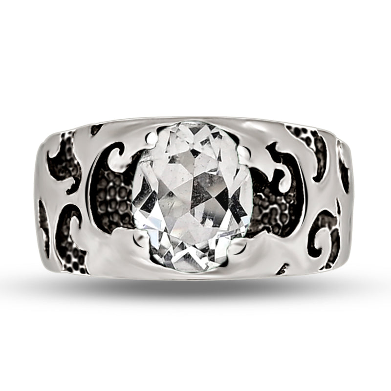 10*8 MM Oval - Crystal Silver Ring - R5057CRY