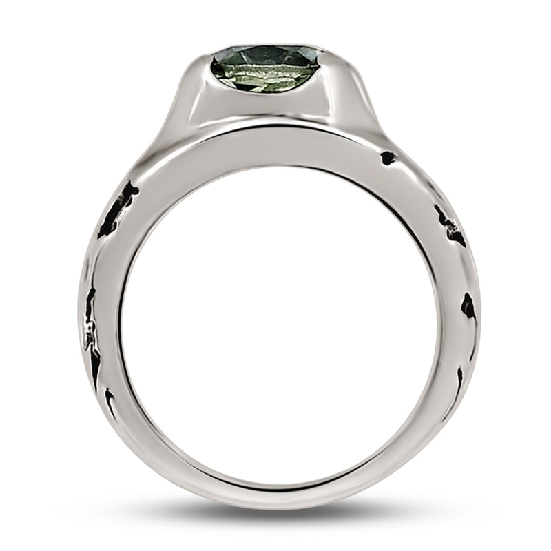 10*8 MM Oval - Green Amethyst Silver Ring - R5057GA