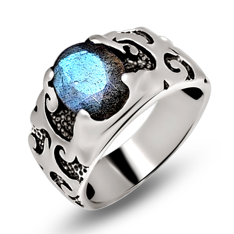 10*8 MM Oval - Blue Fire Labradorite Silver Ring - R5057L