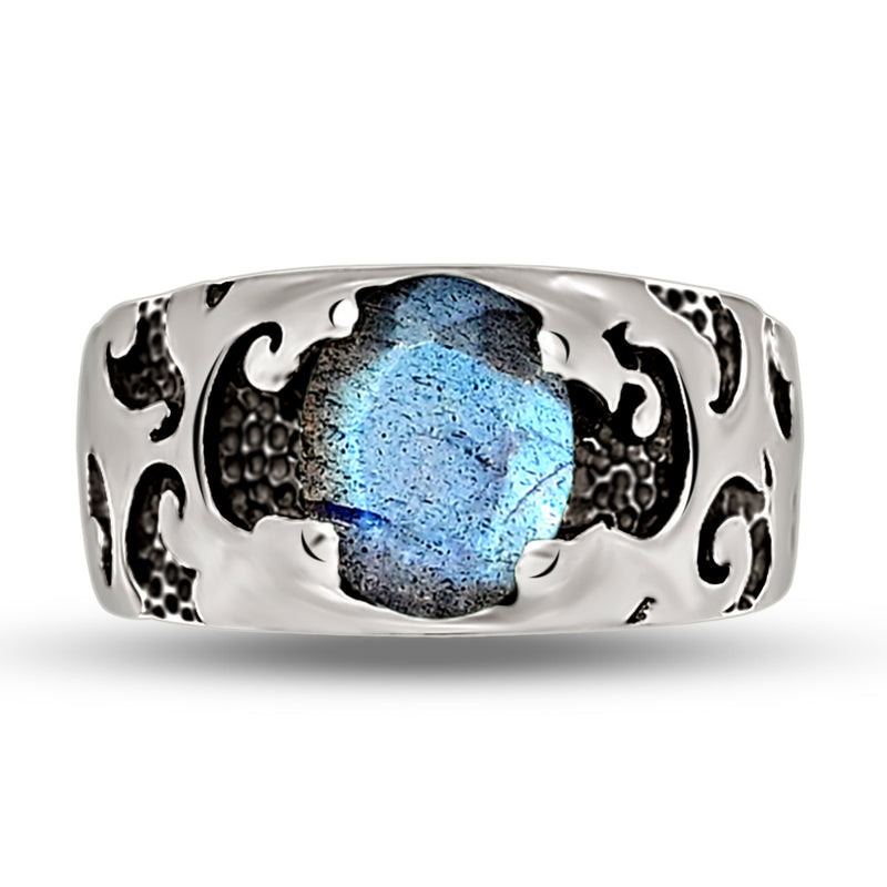 10*8 MM Oval - Blue Fire Labradorite Silver Ring - R5057L