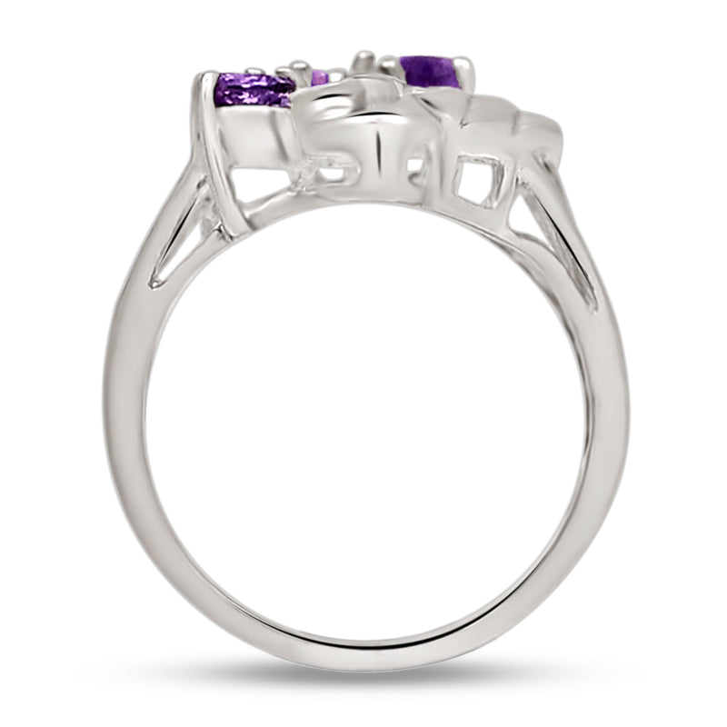 6*4 MM Pear - Amethyst Faceted Silver Ring - R5060A