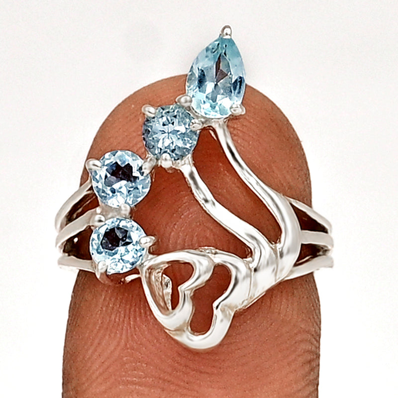 6*4 MM Pear - Blue Topaz Silver Ring - R5060BT