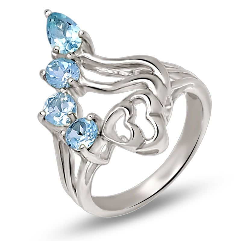 6*4 MM Pear - Blue Topaz Silver Ring - R5060BT
