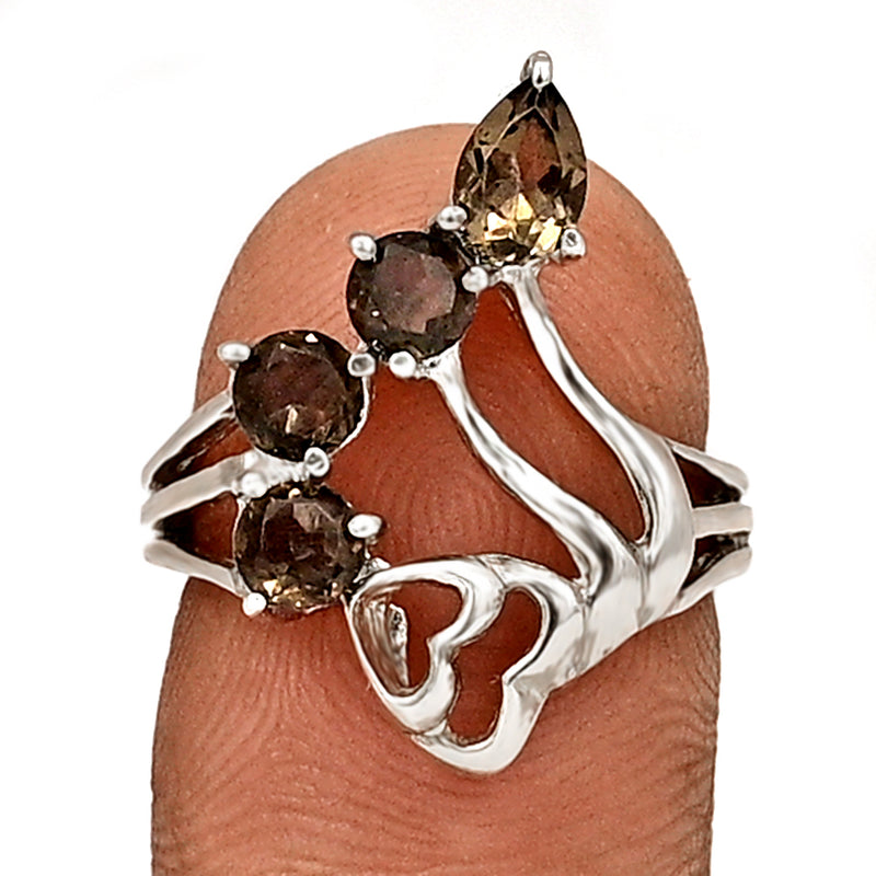 6*4 MM Pear - Smokey Quartz Silver Ring - R5060SQ