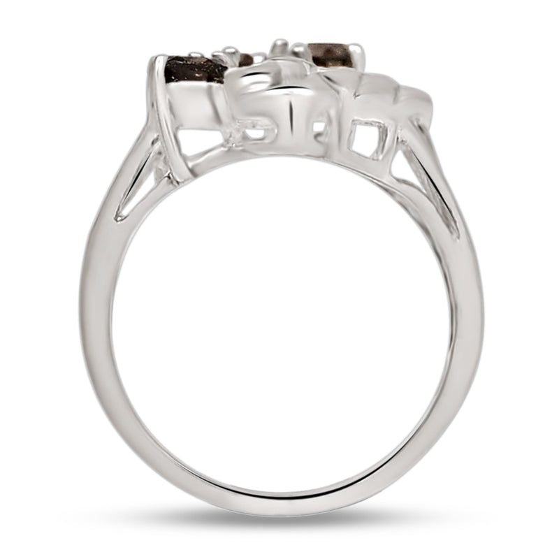 6*4 MM Pear - Smokey Quartz Silver Ring - R5060SQ