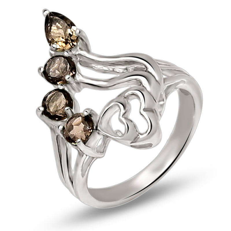 6*4 MM Pear - Smokey Quartz Silver Ring - R5060SQ