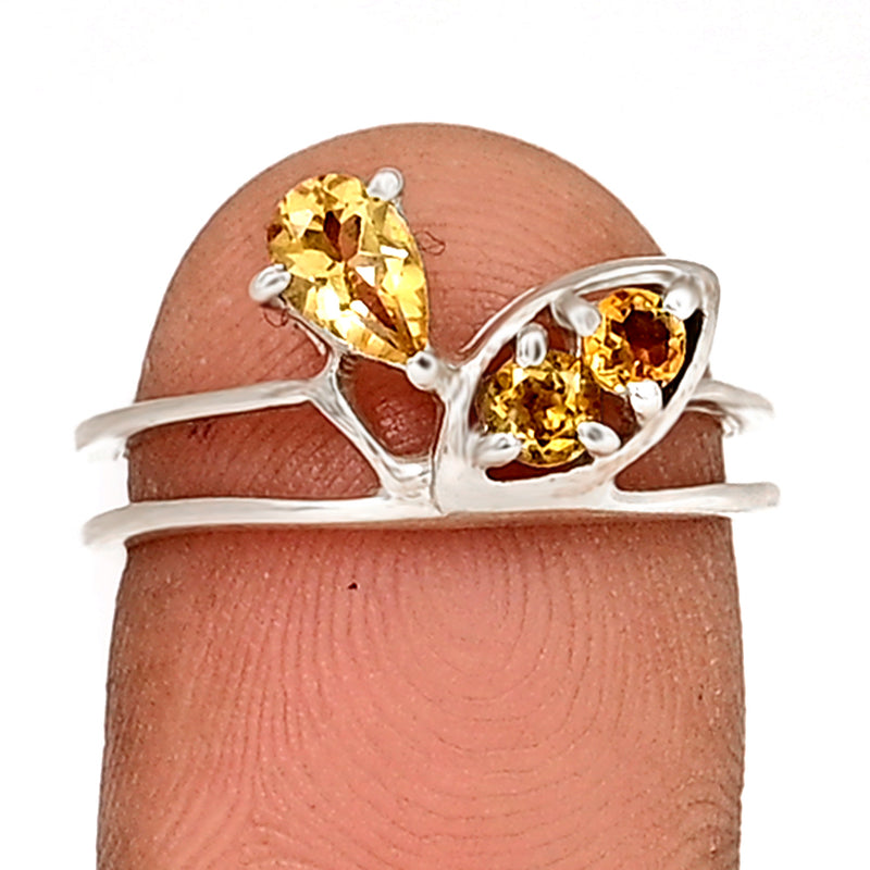 6*4 MM Pear - Citrine Silver Ring - R5061C