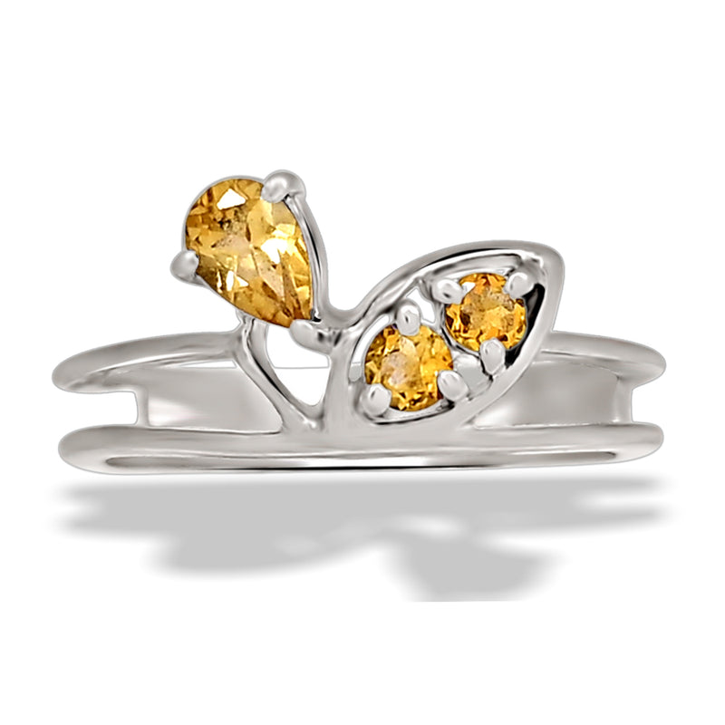 6*4 MM Pear - Citrine Silver Ring - R5061C