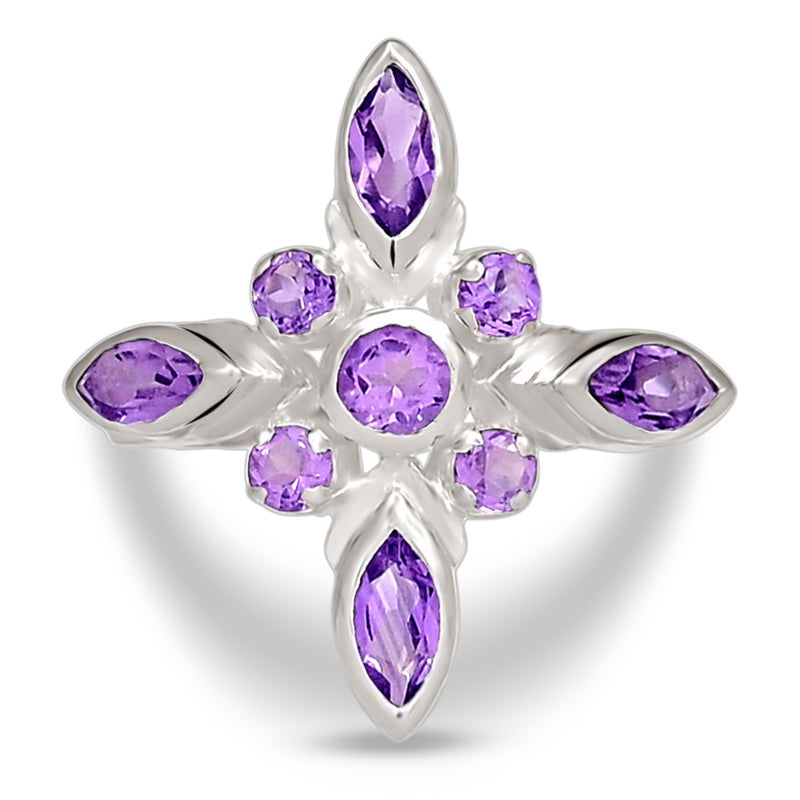6*3 MM Marquise - Amethyst Faceted Silver Ring - R5063A
