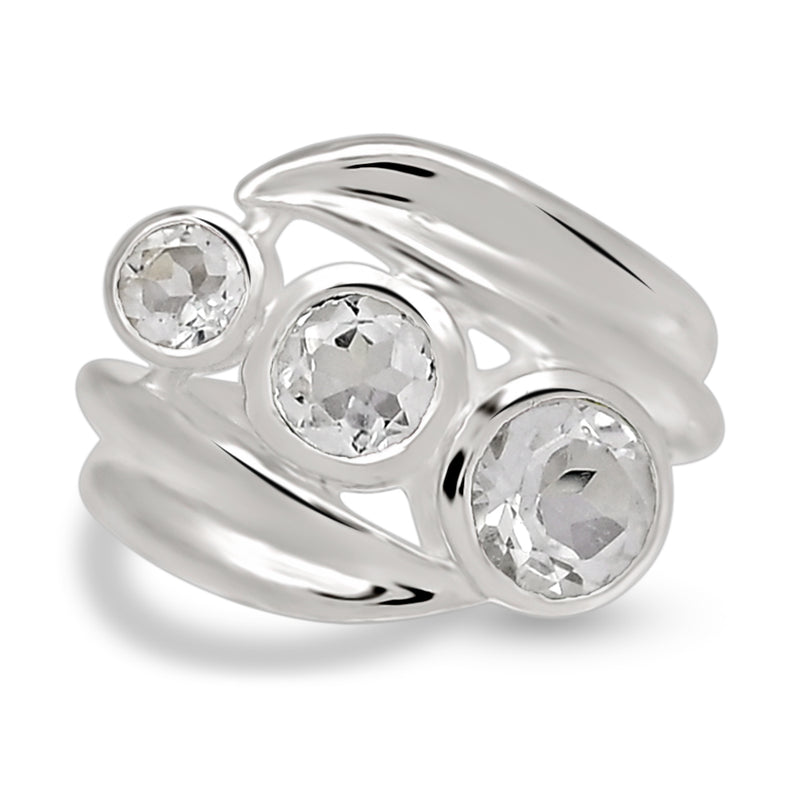 6*6 MM Round - Crystal Silver Ring - R5064CRY