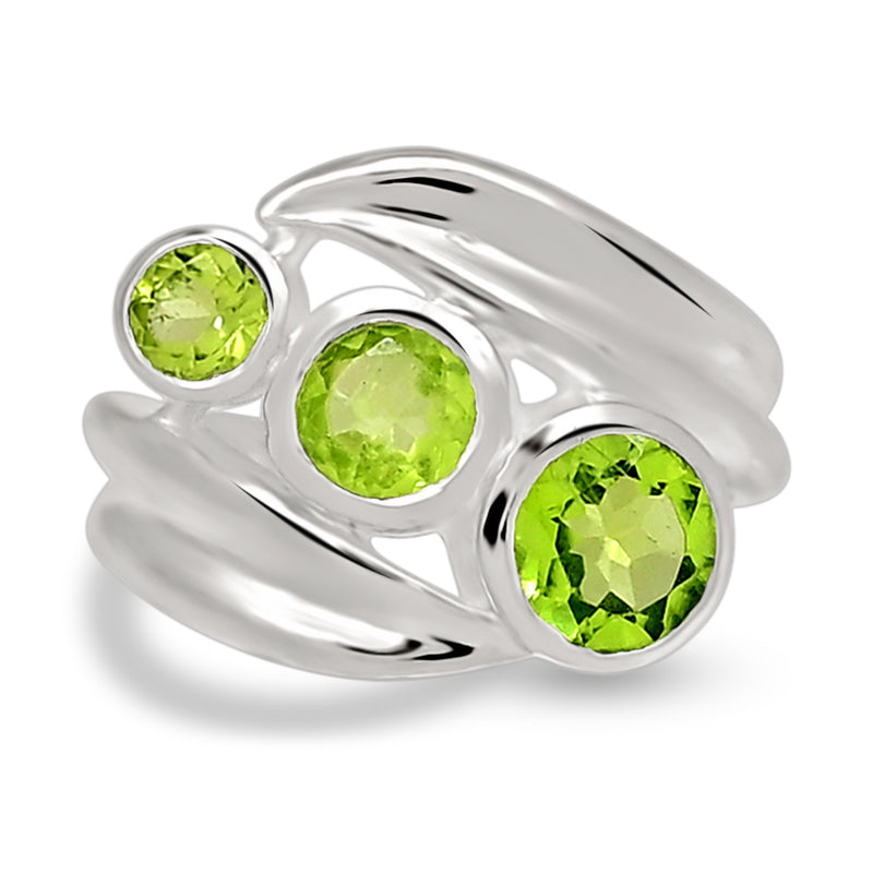 6*6 MM Round - Peridot Silver Ring - R5064P