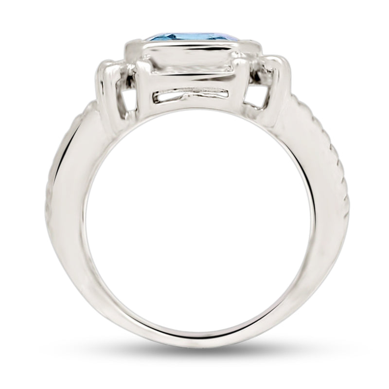 10*8 MM Octo - Blue Topaz Silver Ring - R5065BT